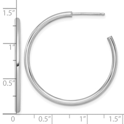 14K White Gold 2.0 X 35mm Polished Post Hoop Earrings