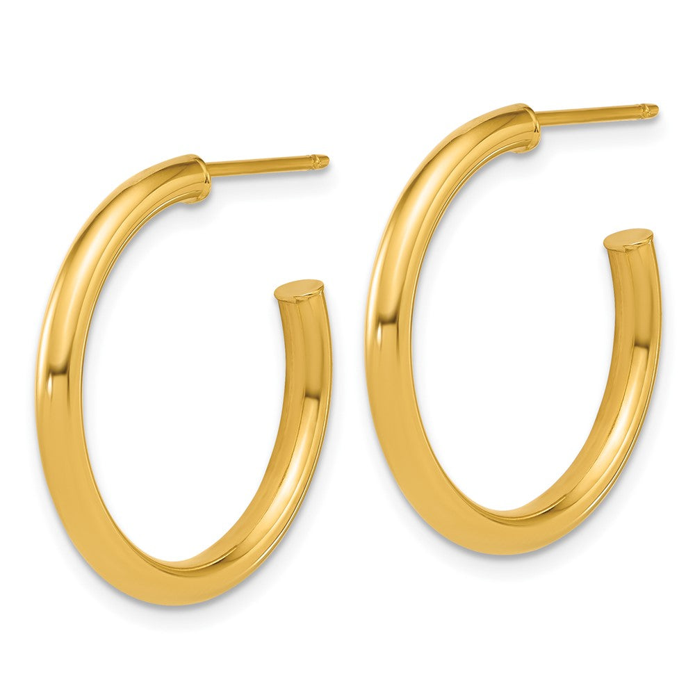 14K Yellow Gold 2.5 X 25mm Polished Post Hoop Earrings