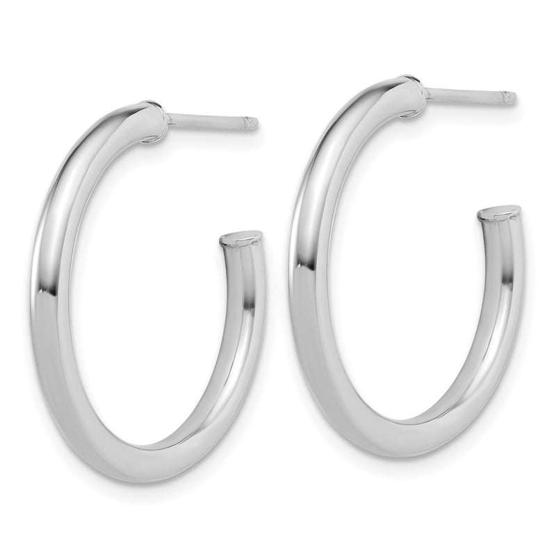 14K White Gold 2.5 X 25mm Polished Post Hoop Earrings