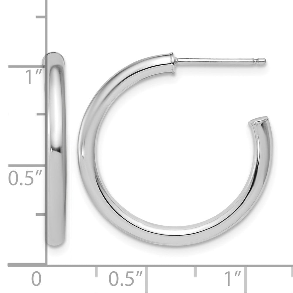 14K White Gold 2.5 X 25mm Polished Post Hoop Earrings