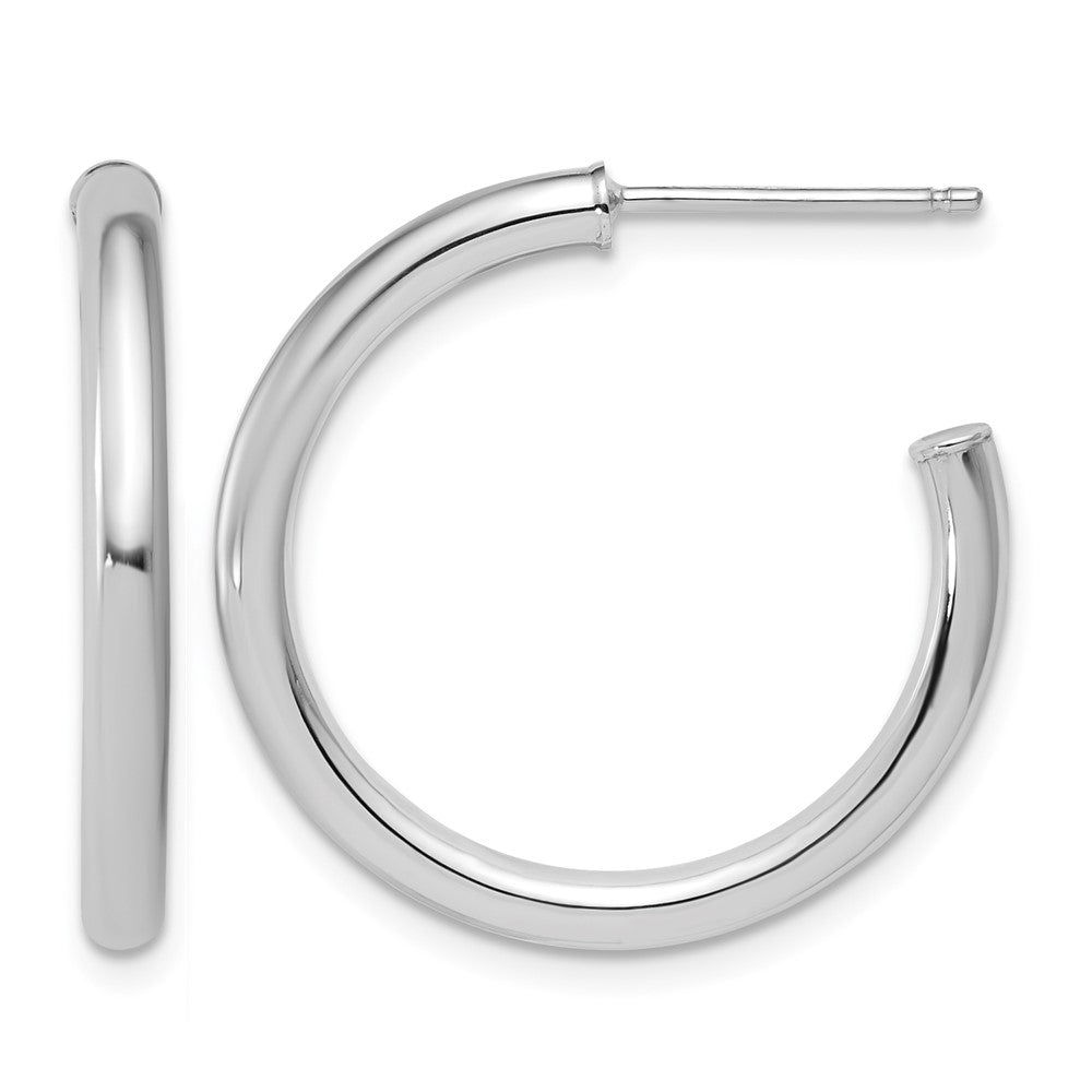 14K White Gold 2.5 X 25mm Polished Post Hoop Earrings