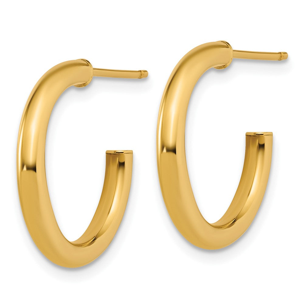 14K Yellow Gold 2.5 X 20mm Polished Post Hoop Earrings