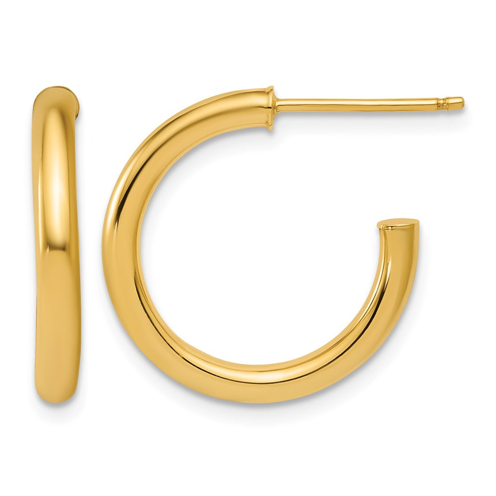 14K Yellow Gold 2.5 X 20mm Polished Post Hoop Earrings