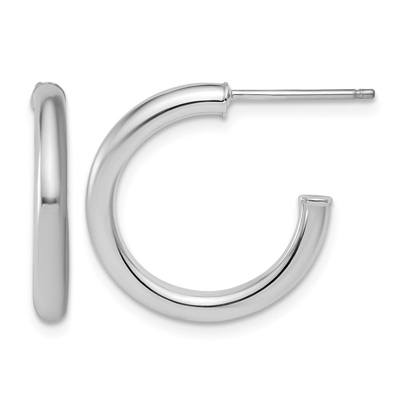 14K White Gold 2.5 X 20mm Polished Post Hoop Earrings