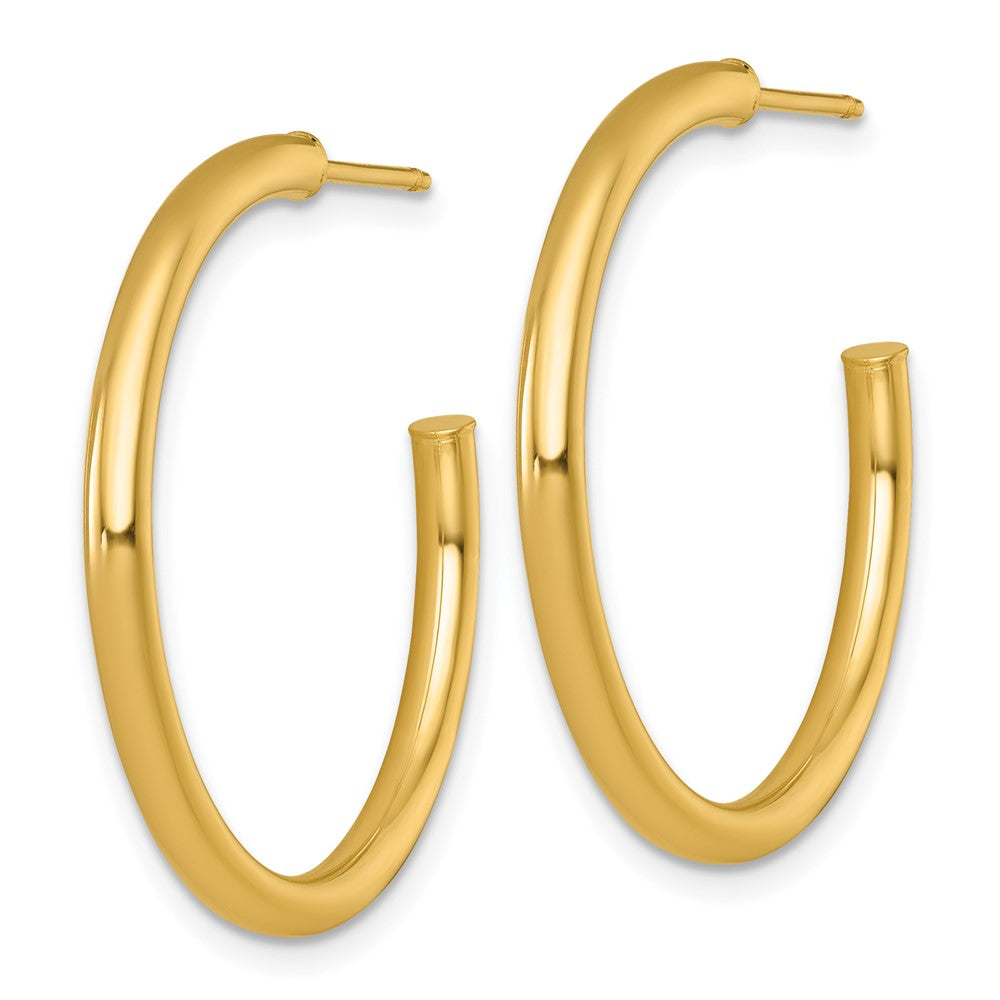 14K Yellow Gold 2.5 X 30mm Polished Post Hoop Earrings