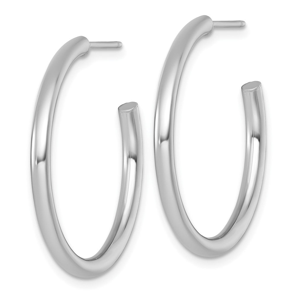14K White Gold 2.5 X 30mm Polished Post Hoop Earrings