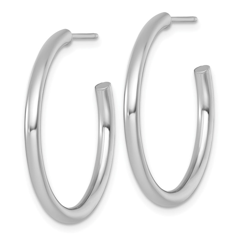 14K White Gold 2.5 X 30mm Polished Post Hoop Earrings