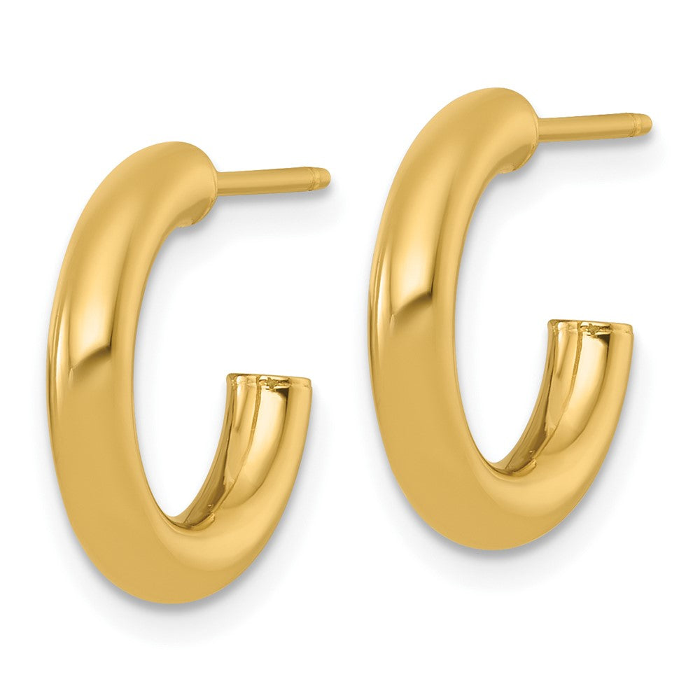 14K Yellow Gold 3.0 X 16mm Polished Post Hoop Earrings