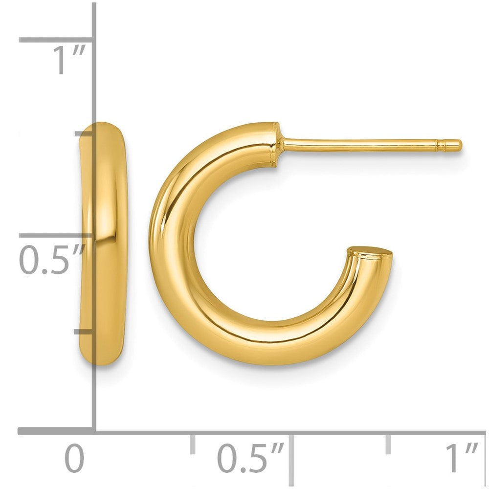 14K Yellow Gold 3.0 X 16mm Polished Post Hoop Earrings
