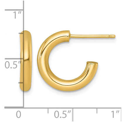 14K Yellow Gold 3.0 X 16mm Polished Post Hoop Earrings