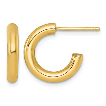14K Yellow Gold 3.0 X 16mm Polished Post Hoop Earrings