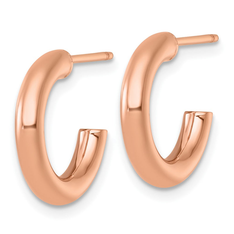 14K Rose Gold 3.0 X 16mm Polished Post Hoop Earrings