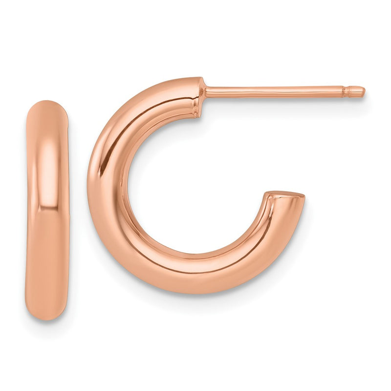 14K Rose Gold 3.0 X 16mm Polished Post Hoop Earrings