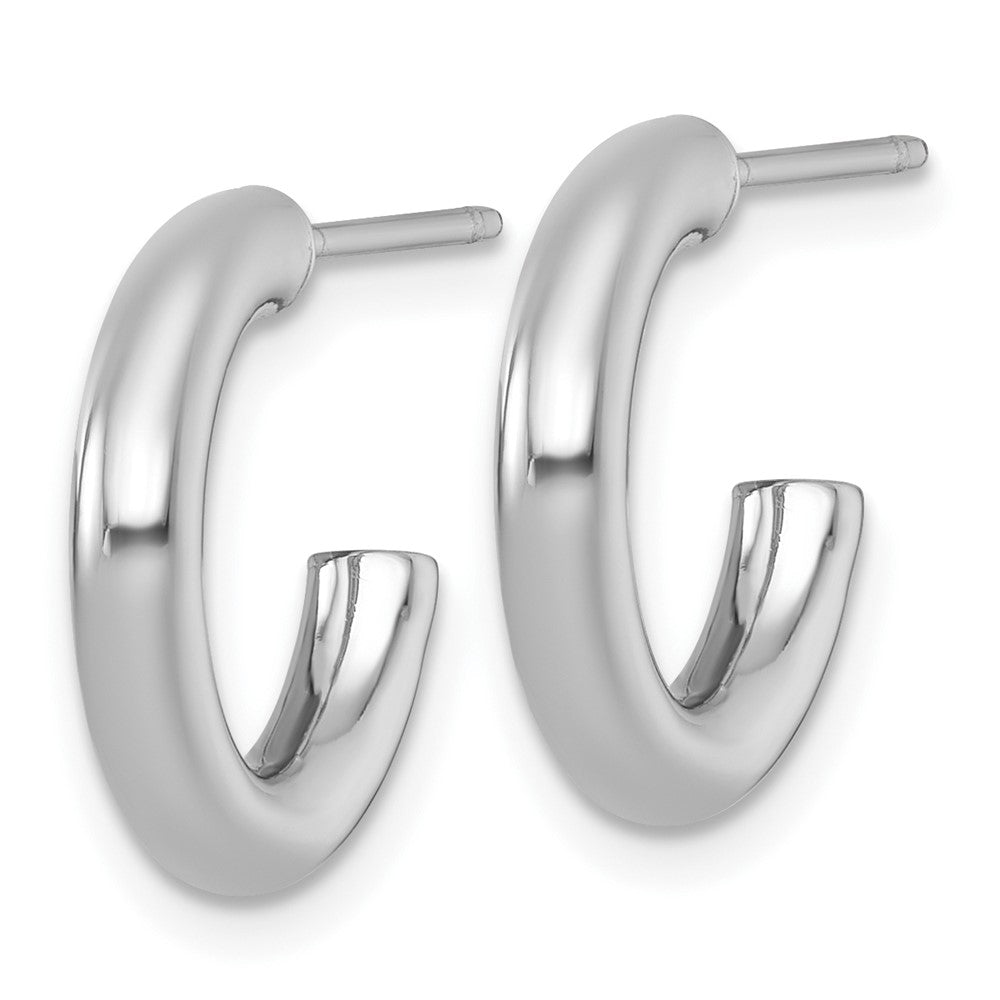 14K White Gold 3.0 X 16mm Polished Post Hoop Earrings