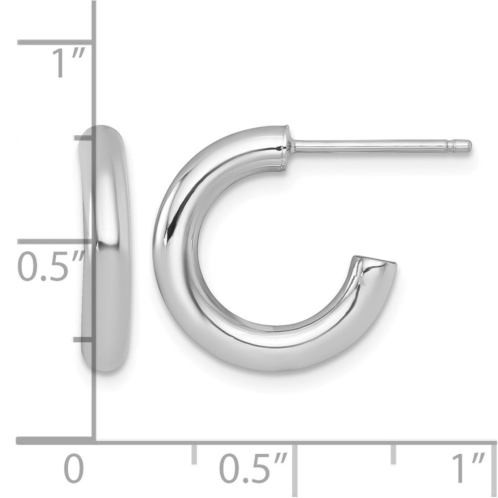 14K White Gold 3.0 X 16mm Polished Post Hoop Earrings