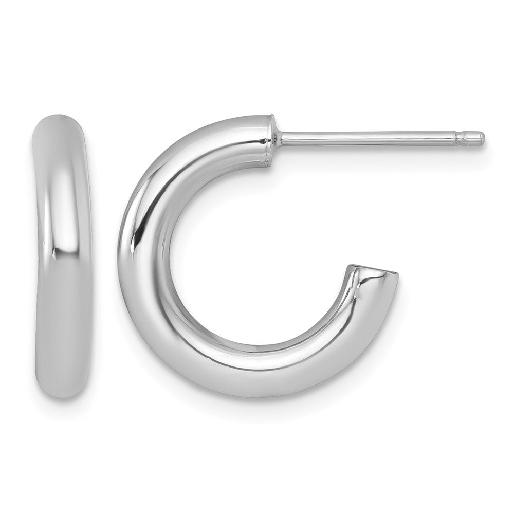 14K White Gold 3.0 X 16mm Polished Post Hoop Earrings