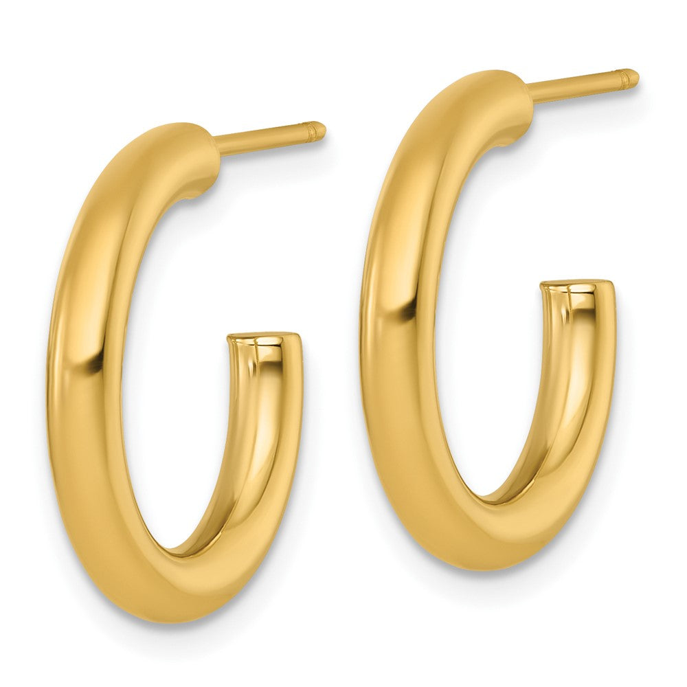 14K Yellow Gold 3.0 X 20mm Polished Post Hoop Earrings