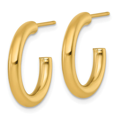 14K Yellow Gold 3.0 X 20mm Polished Post Hoop Earrings