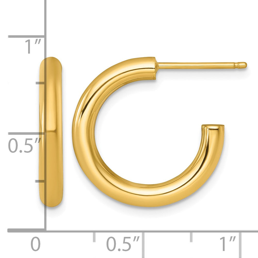 14K Yellow Gold 3.0 X 20mm Polished Post Hoop Earrings
