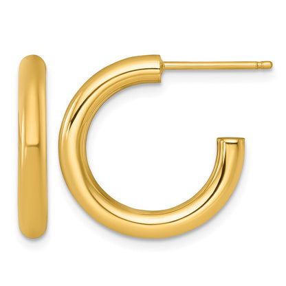 14K Yellow Gold 3.0 X 20mm Polished Post Hoop Earrings