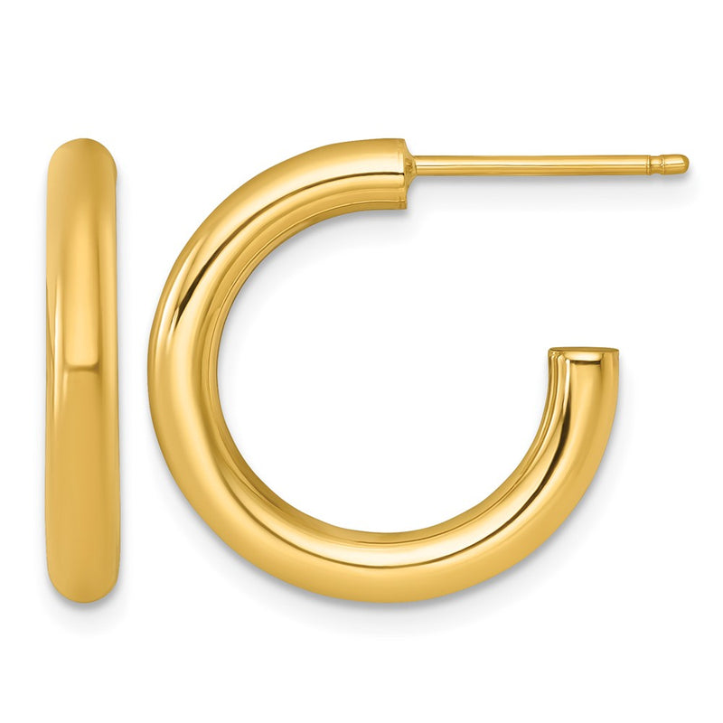 14K Yellow Gold 3.0 X 20mm Polished Post Hoop Earrings