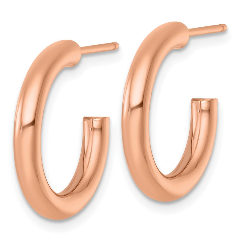 14K Rose Gold 3.0 X 20mm Polished Post Hoop Earrings