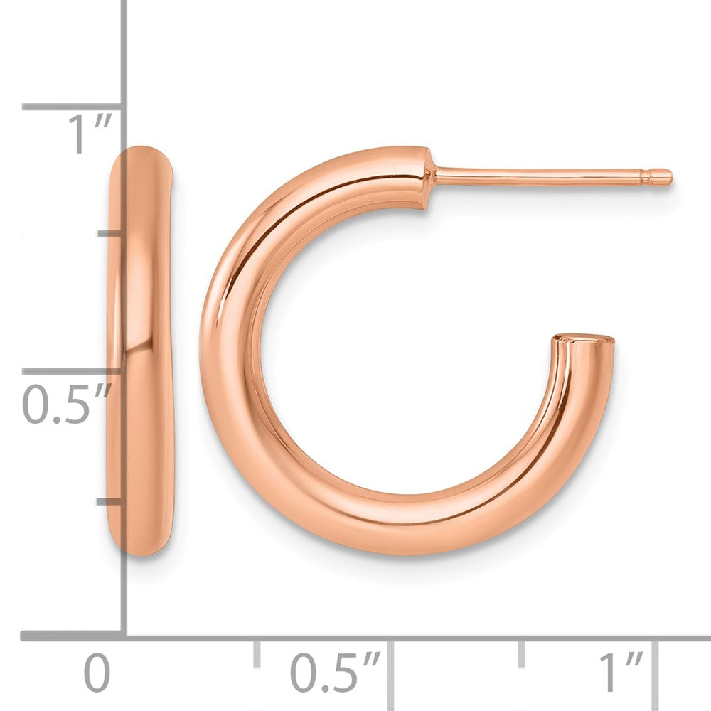 14K Rose Gold 3.0 X 20mm Polished Post Hoop Earrings