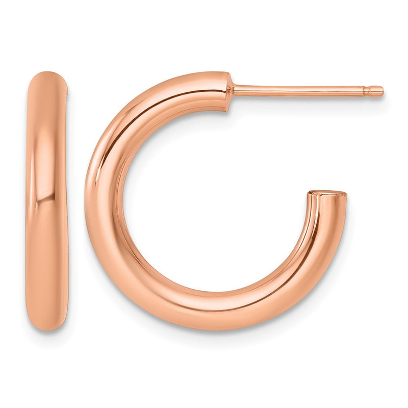 14K Rose Gold 3.0 X 20mm Polished Post Hoop Earrings