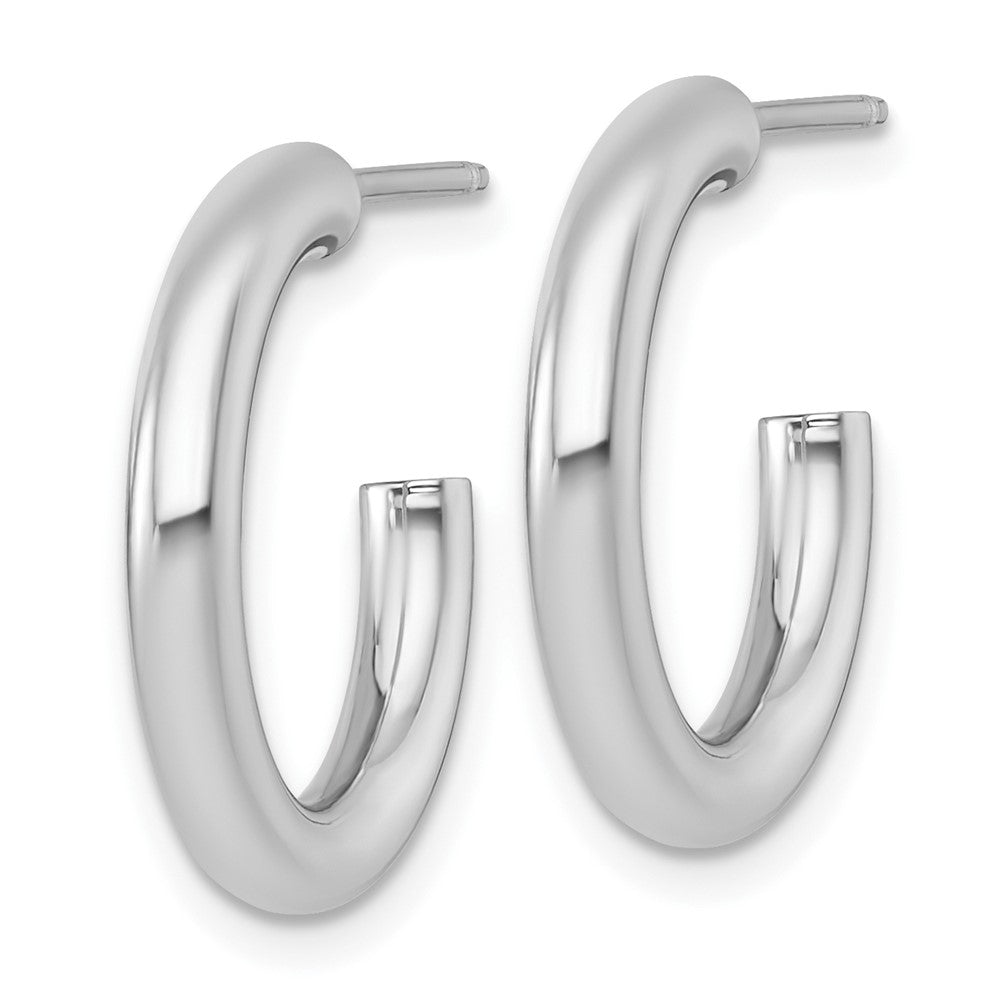 14K White Gold 3.0 X 20mm Polished Post Hoop Earrings