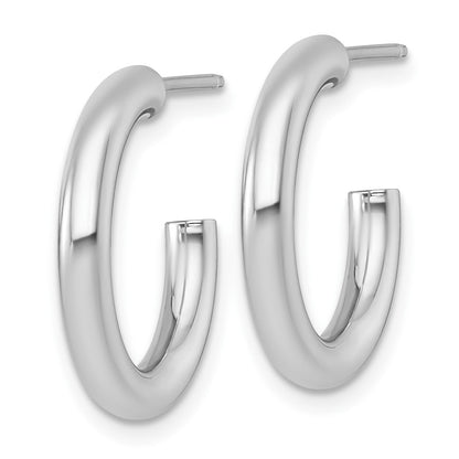 14K White Gold 3.0 X 20mm Polished Post Hoop Earrings