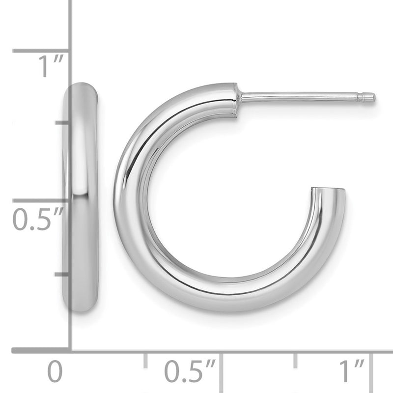 14K White Gold 3.0 X 20mm Polished Post Hoop Earrings