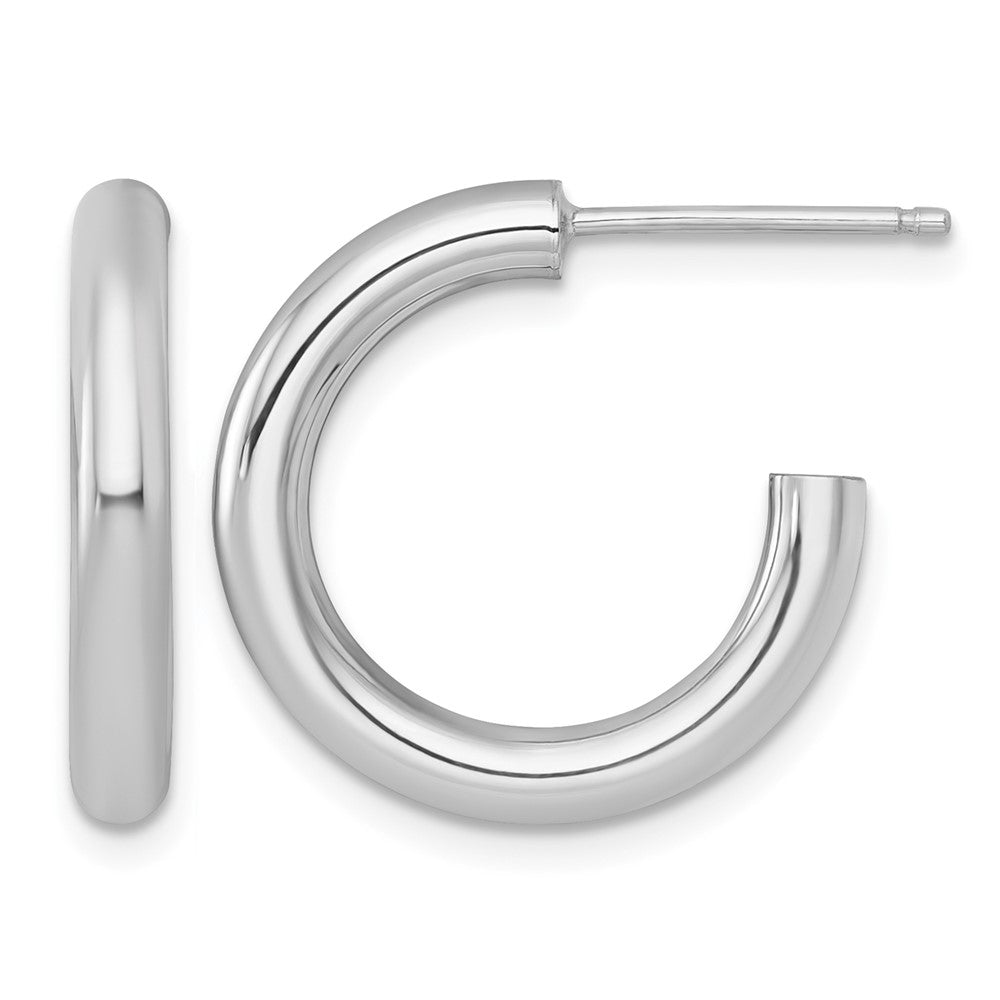 14K White Gold 3.0 X 20mm Polished Post Hoop Earrings
