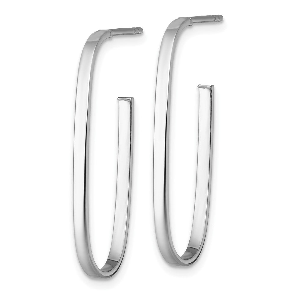 14K Yellow & Rhodium White Rhodium-Plated Polished Long 2mm Post Hoop Earrings