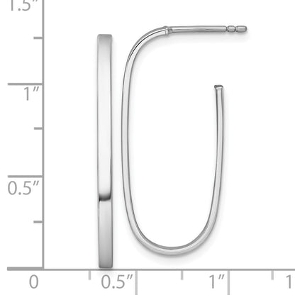 14K Yellow & Rhodium White Rhodium-Plated Polished Long 2mm Post Hoop Earrings