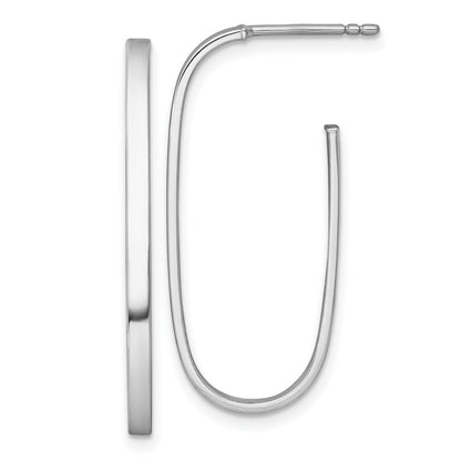 14K Yellow & Rhodium White Rhodium-Plated Polished Long 2mm Post Hoop Earrings