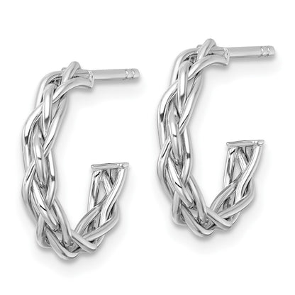 14K Yellow & Rhodium White Rhodium-Plated Polished Woven 3mm Post Hoop Earrings
