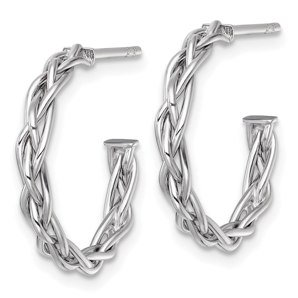 14K Yellow & Rhodium White Rhodium-Plated Polished Woven 3mm Post Hoop Earrings