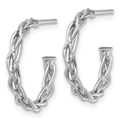 14K Yellow & Rhodium White Rhodium-Plated Polished Woven 3mm Post Hoop Earrings