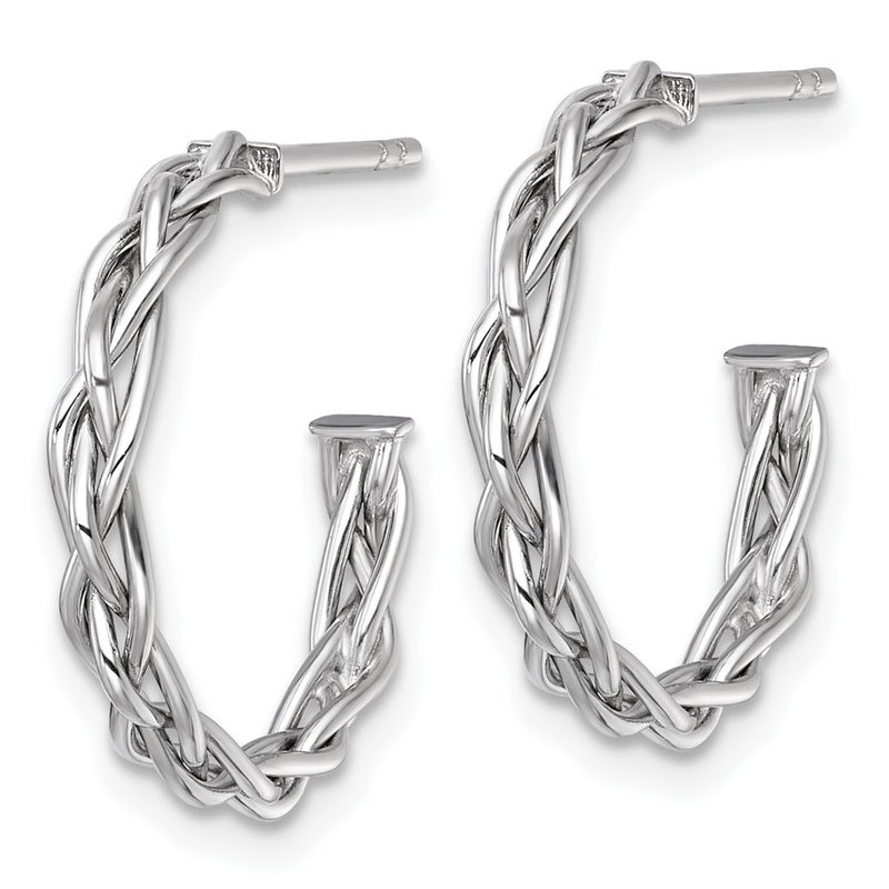 14K Yellow & Rhodium White Rhodium-Plated Polished Woven 3mm Post Hoop Earrings