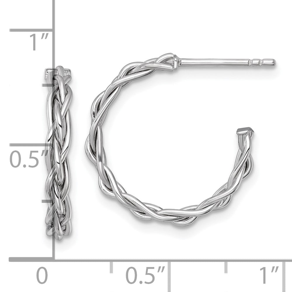 14K Yellow & Rhodium White Rhodium-Plated Polished Woven 3mm Post Hoop Earrings