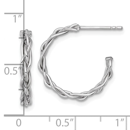 14K Yellow & Rhodium White Rhodium-Plated Polished Woven 3mm Post Hoop Earrings