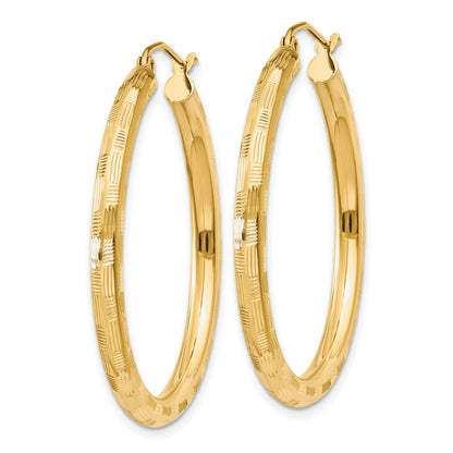 14K Yellow Gold Diamond-Cut Hoop Earrings