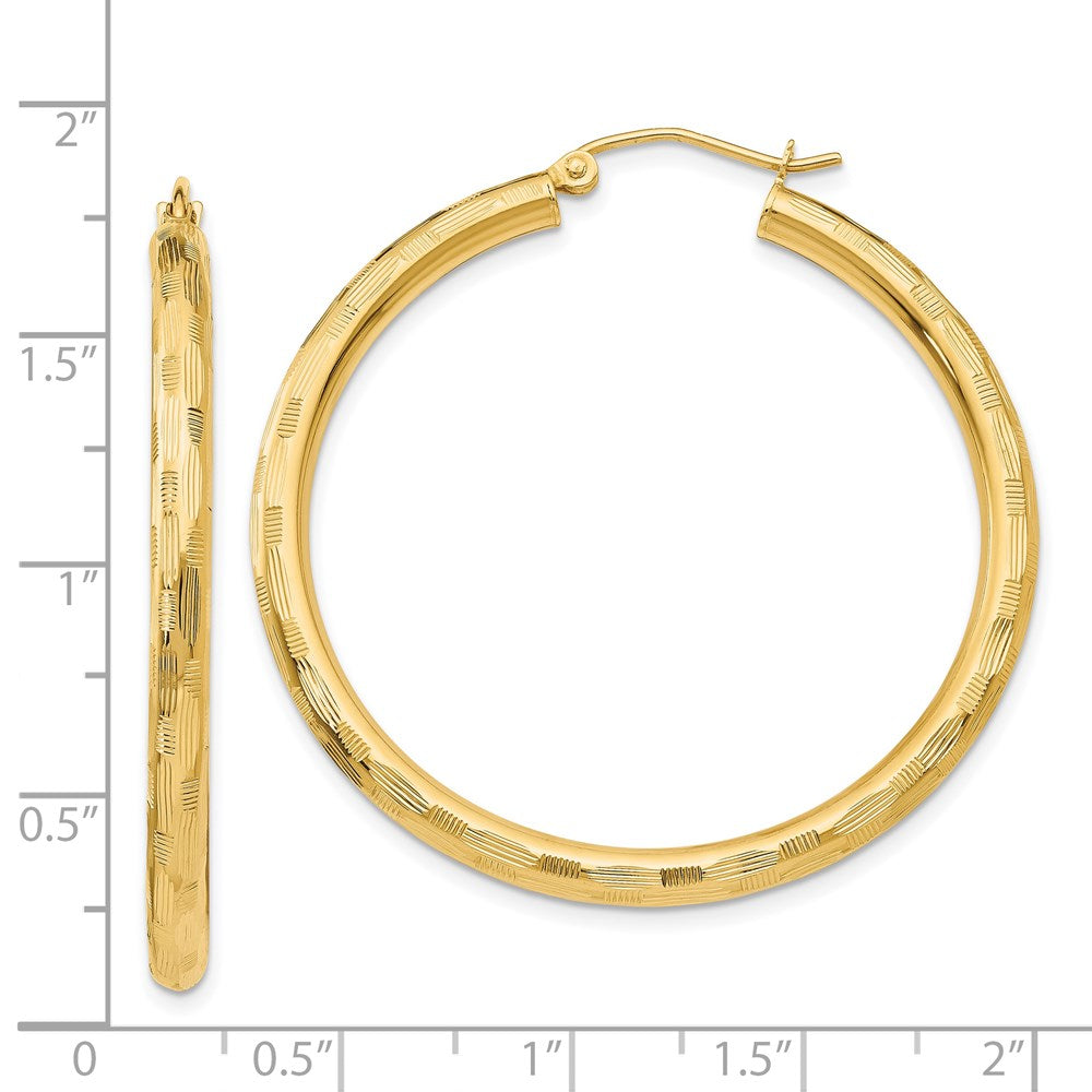 14K Yellow Gold Diamond-Cut Hoop Earrings