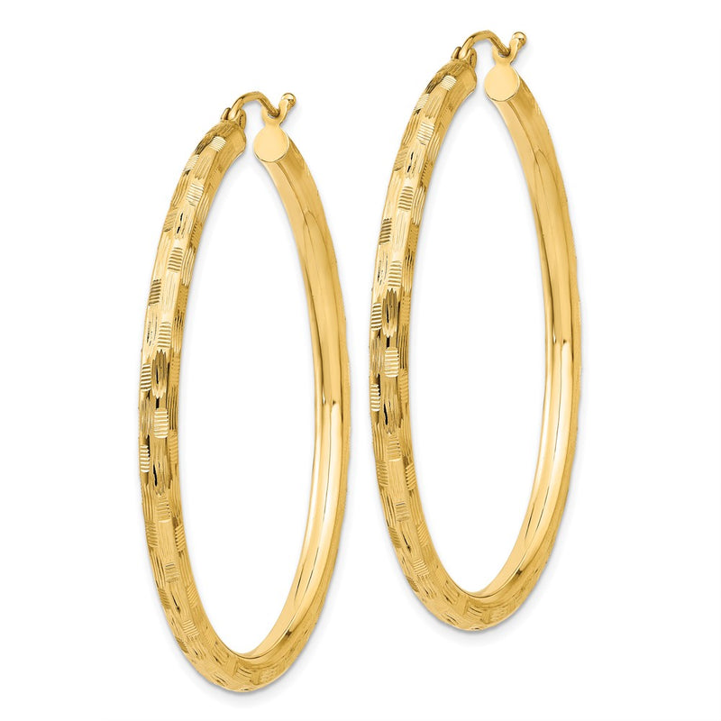 14K Yellow Gold Diamond-Cut Hoop Earrings
