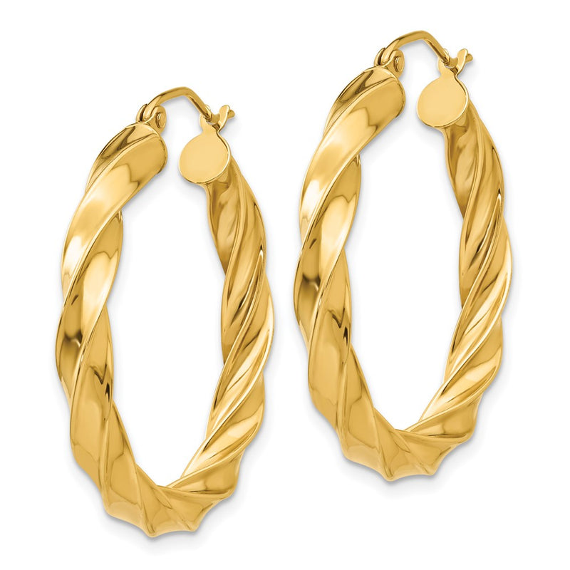 14K Yellow Gold Light Twisted Hoop Earrings