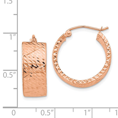 14K Rose Gold Diamond Cut Hoop Earrings
