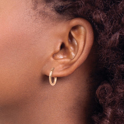 14K Rose Gold Lightweight Diamond-Cut Hoop Earrings