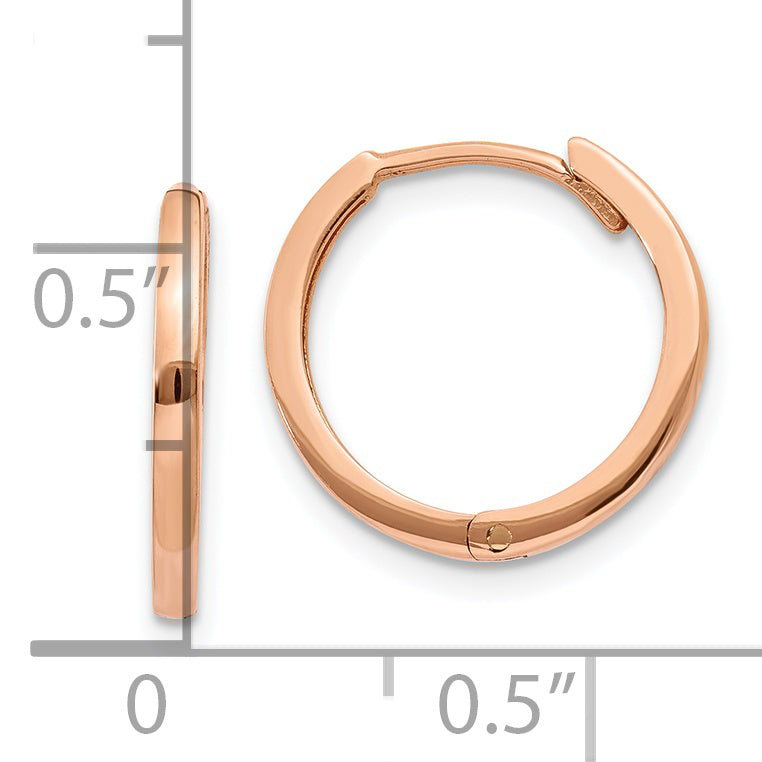 14K Rose Gold Round Hinged Hoop Earrings