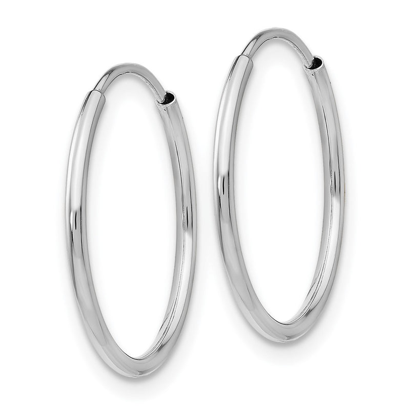 14K White Gold Polished Endless Tube Hoop Earrings
