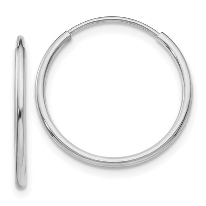 14K White Gold Polished Endless Tube Hoop Earrings